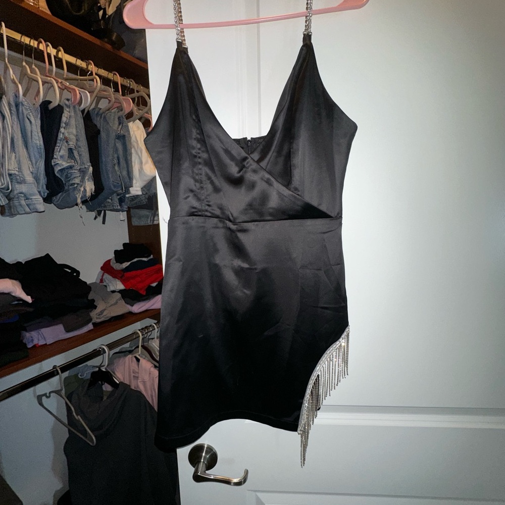 Black Dress with Silver Fringe